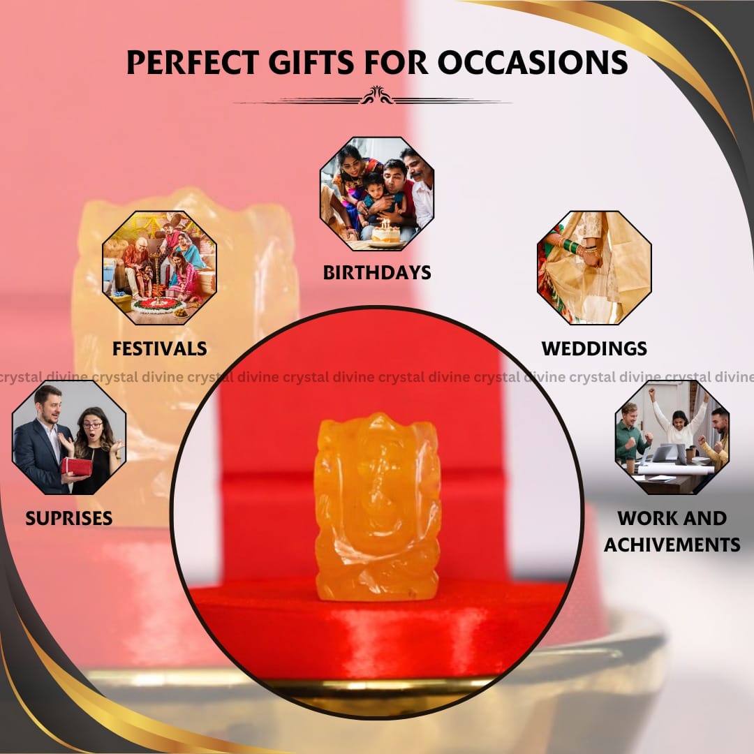 Citrine Crystal Pocket Ganesha - 1 inch (Abundance & Prosperity)