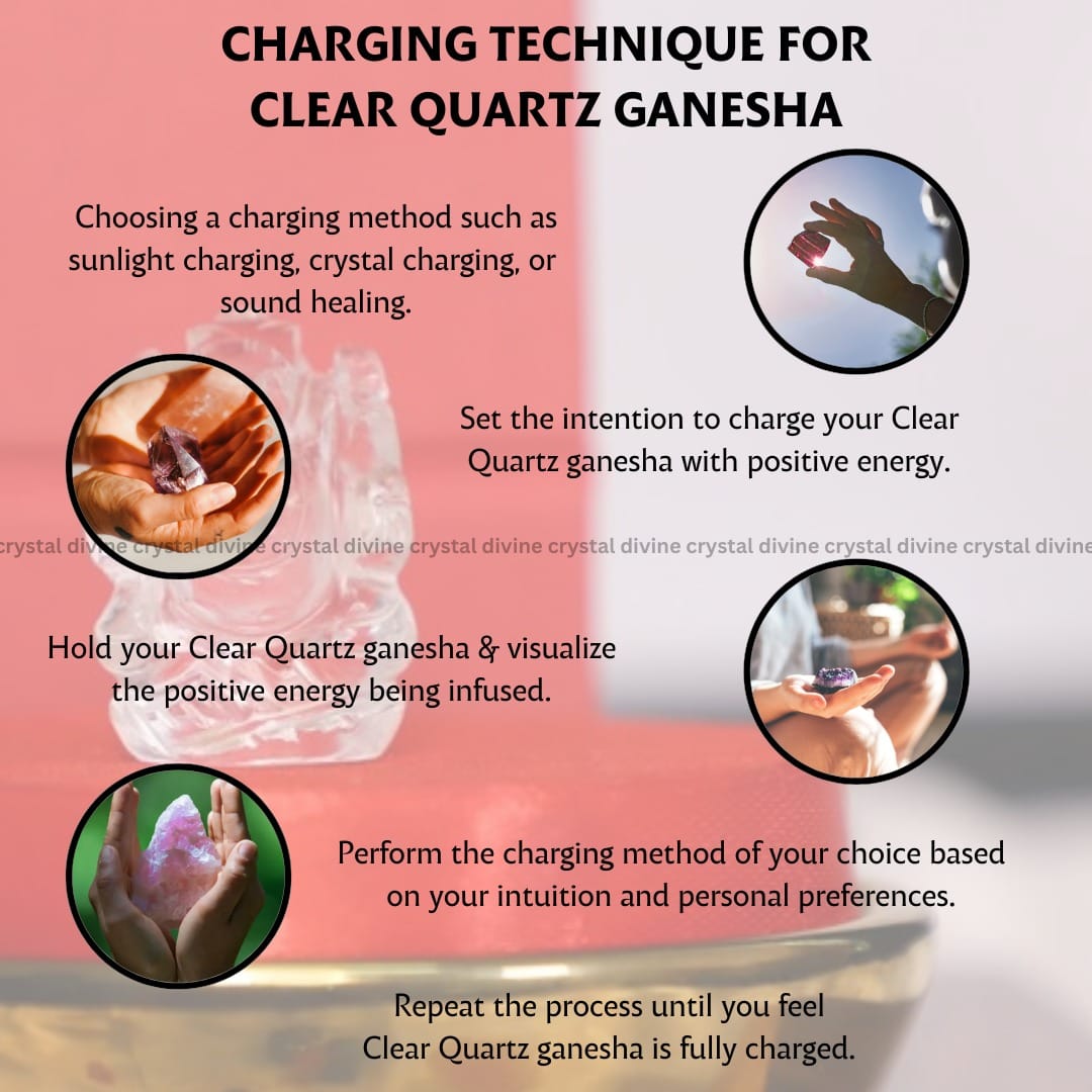 Clear Quartz Crystal Pocket Ganesha - 1 inch (Clarity & Focus)