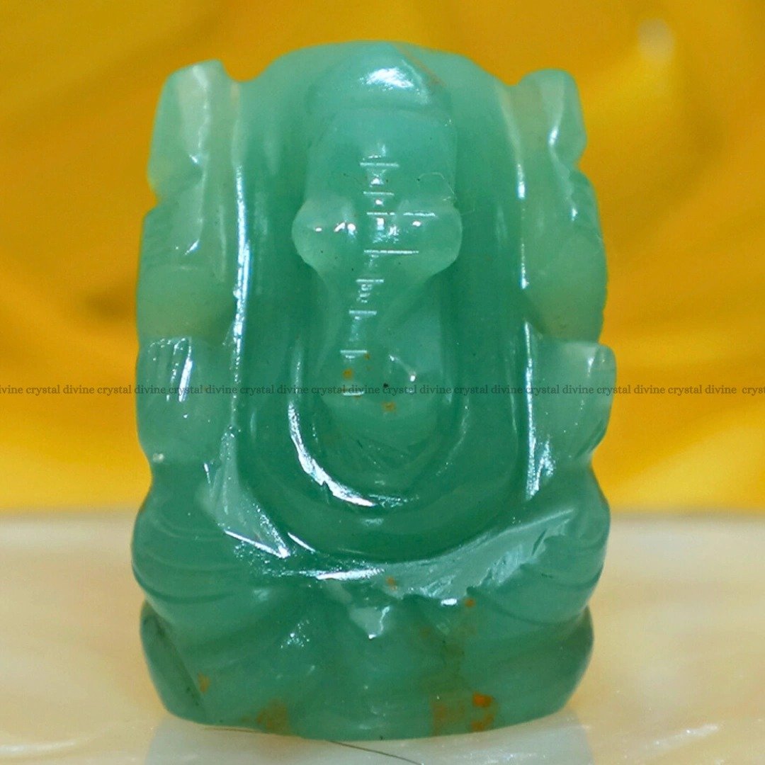 Green Aventurine Crystal Pocket Ganesha - 1inch (Luck & Prosperity)