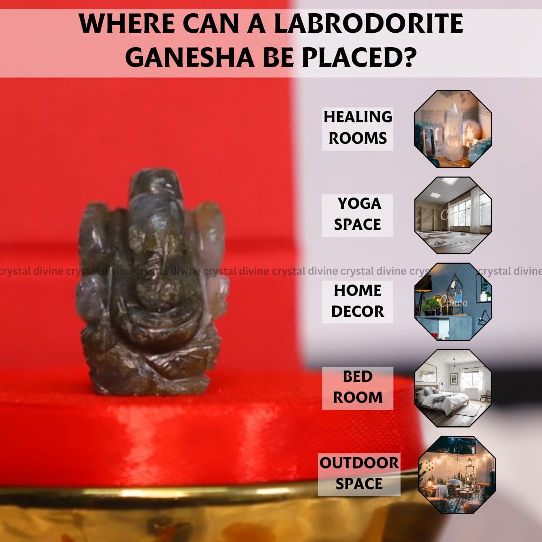 Labradorite Crystal Pocket Ganesha - 1 inch (Creativity & Inspiration)