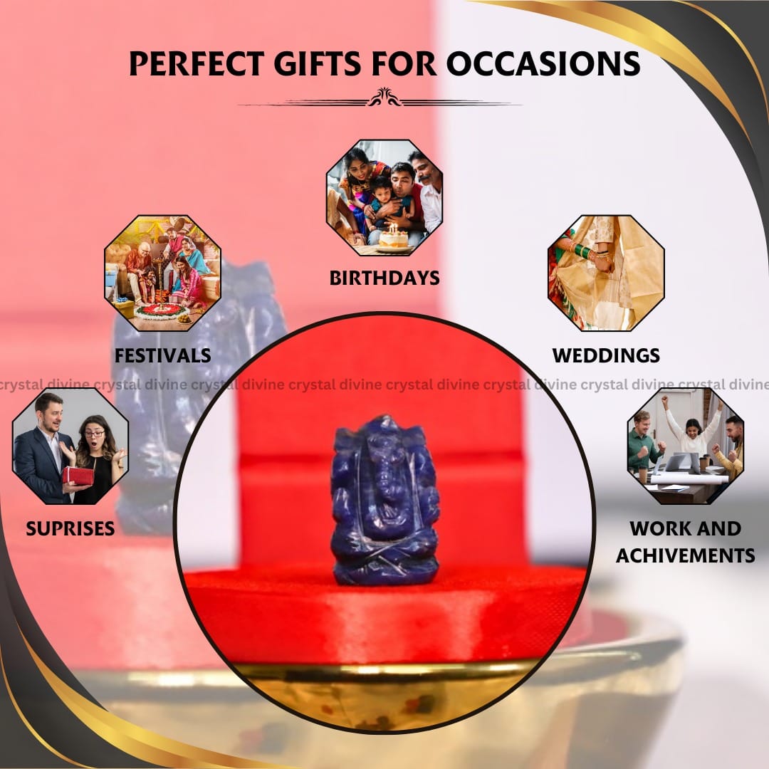 Lapis Lazuli Crystal Pocket Ganesha - 1 inch (Balance & Harmony)