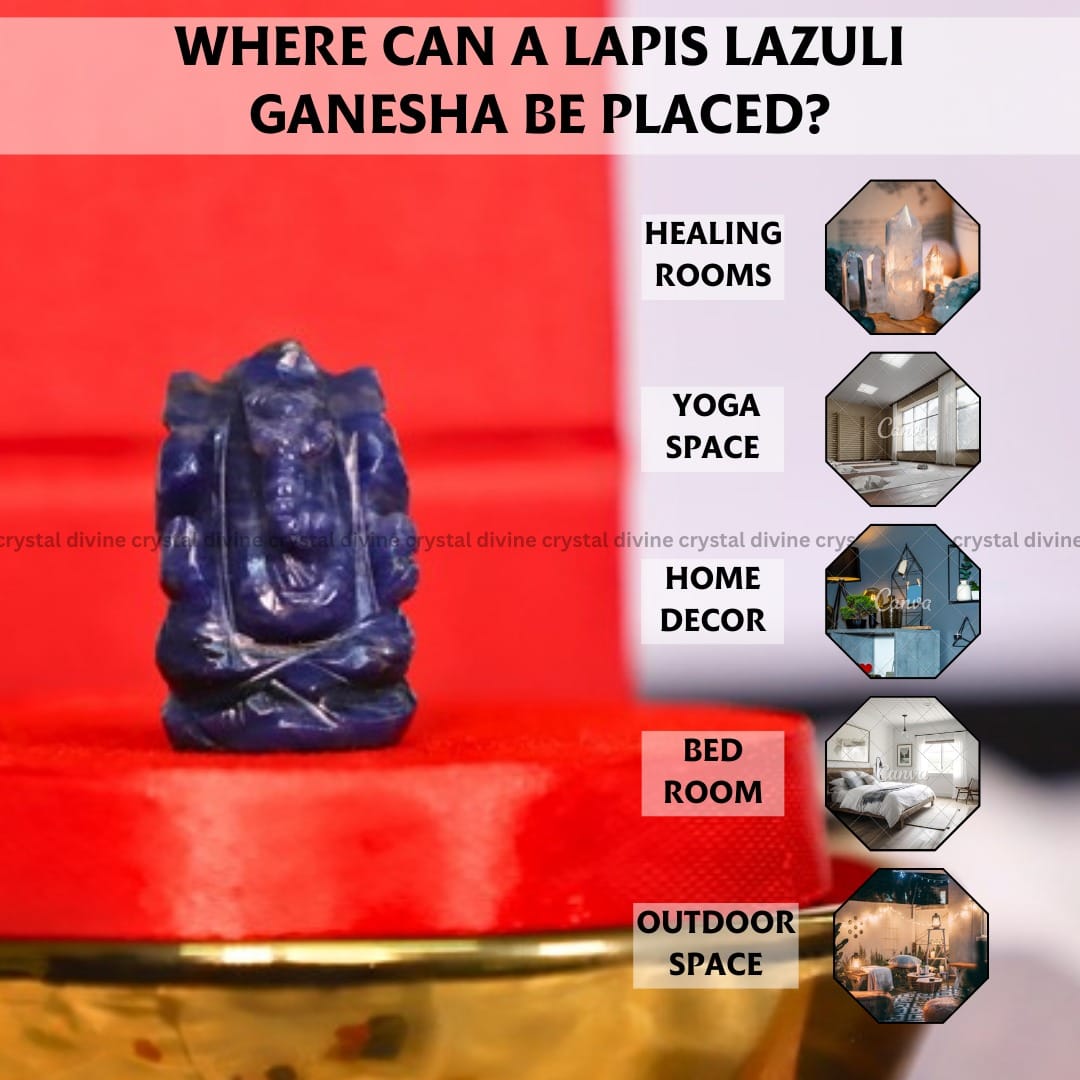 Lapis Lazuli Crystal Pocket Ganesha - 1 inch (Balance & Harmony)