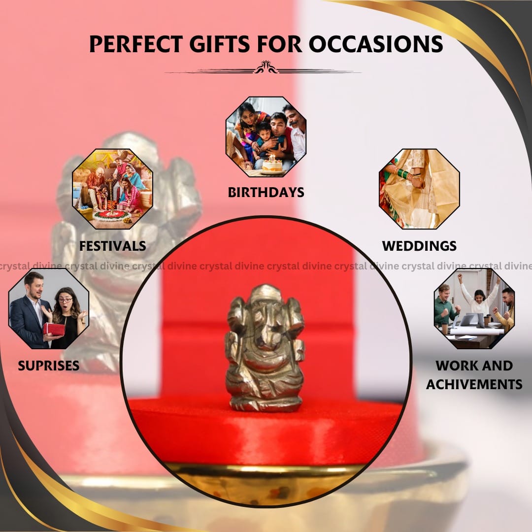 Pyrite Crystal Pocket Ganesha - 1inch (Energy & Vitality)