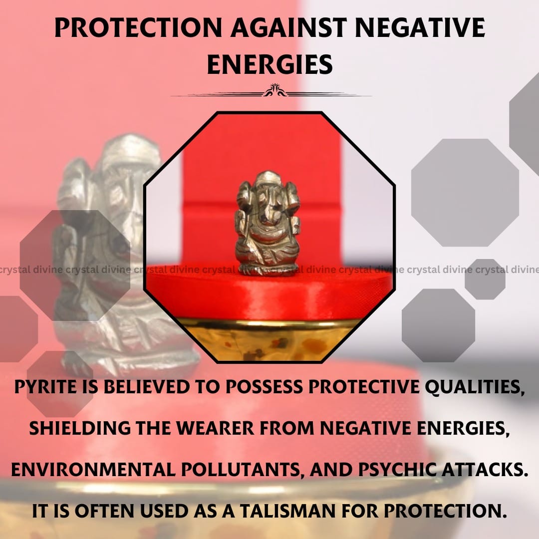 Pyrite Crystal Pocket Ganesha - 1inch (Energy & Vitality)