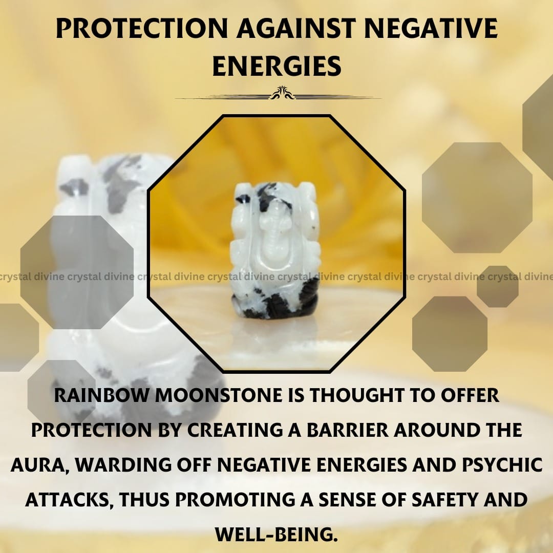 Rainbow Moonstone Crystal Pocket Ganesha - 1inch (Intuition & spiritual connection)