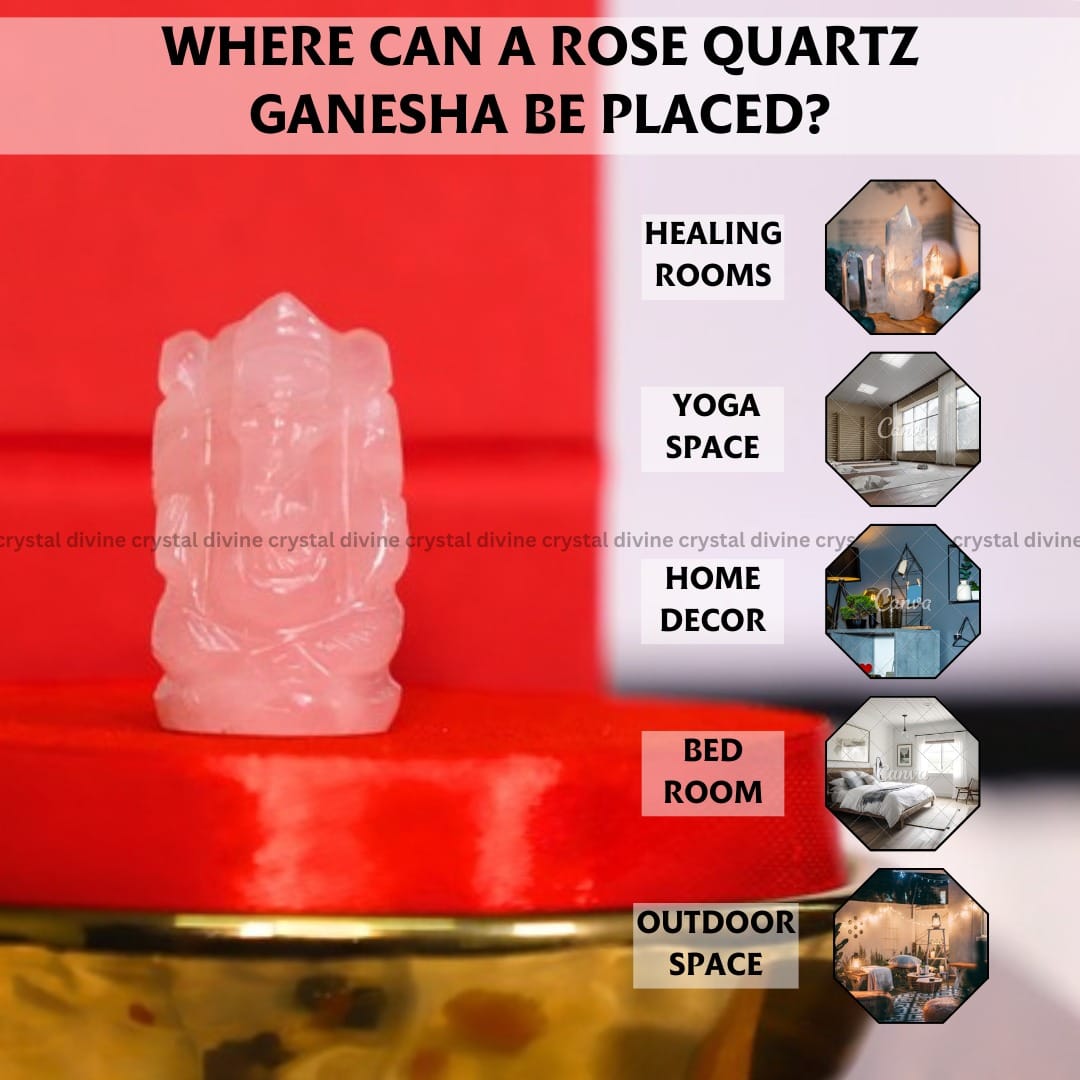 Rose Quartz Crystal Pocket Ganesha - 1 inch (Love & Relationships)
