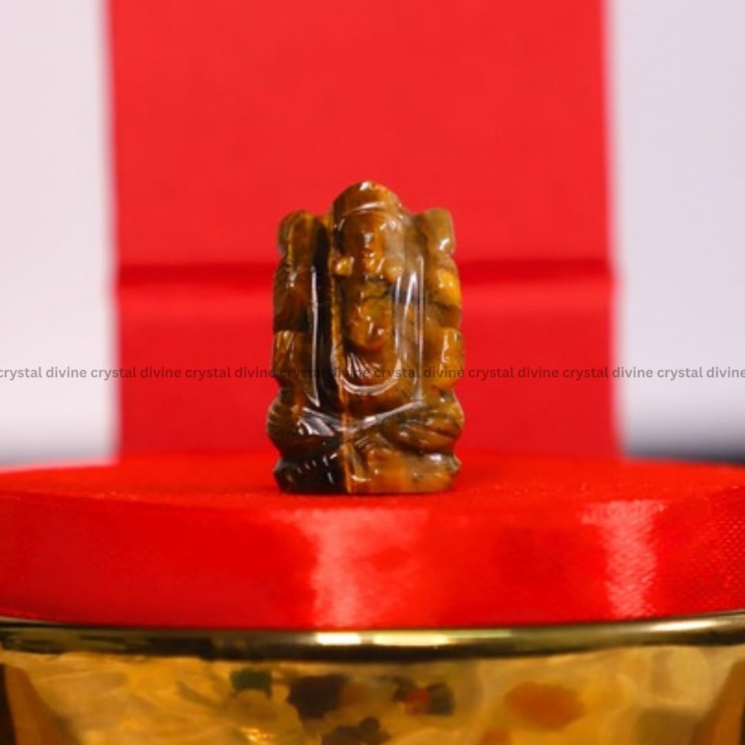 Tiger Eye Crystal Pocket Ganesha - 1inch (Grounding & Stability)