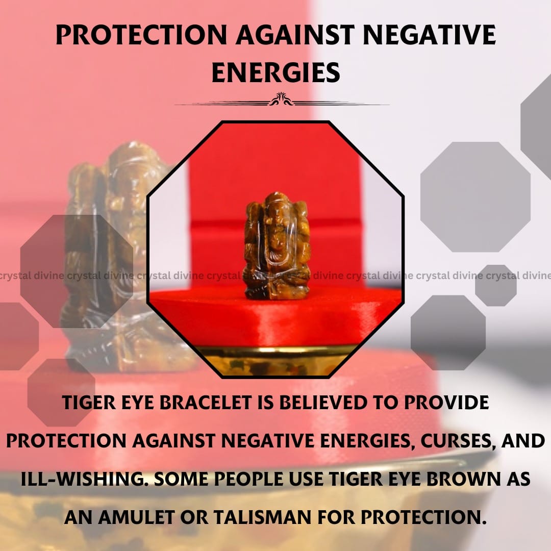 Tiger Eye Crystal Pocket Ganesha - 1inch (Grounding & Stability)