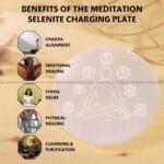 Meditation Selenite Charging Plate With Wooden Box (Cleansing Energy & Recharging Crystals)
