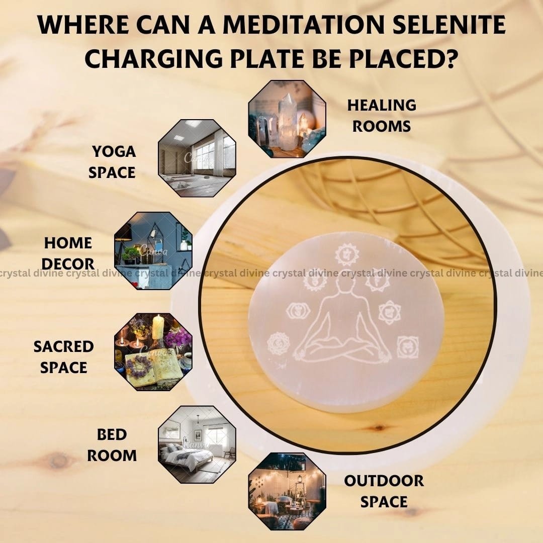 Meditation Selenite Charging Plate With Wooden Box (Cleansing Energy & Recharging Crystals)