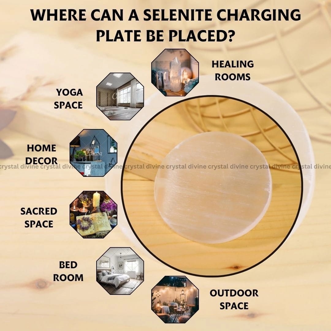 Normal Selenite Charging Plate With Wooden Box (Cleansing Energy & Recharging Crystals)