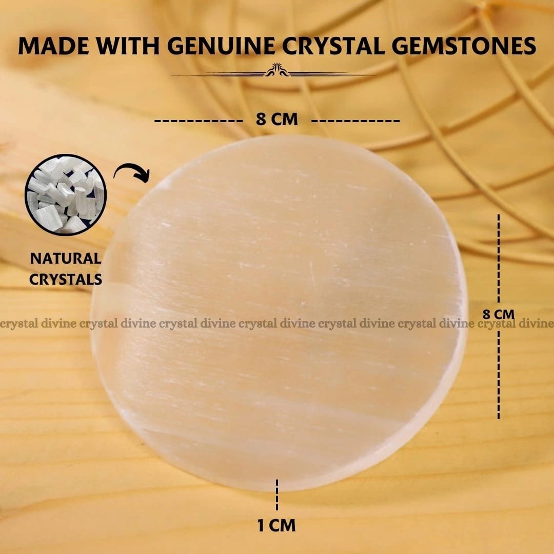 Normal Selenite Charging Plate With Wooden Box (Cleansing Energy & Recharging Crystals)