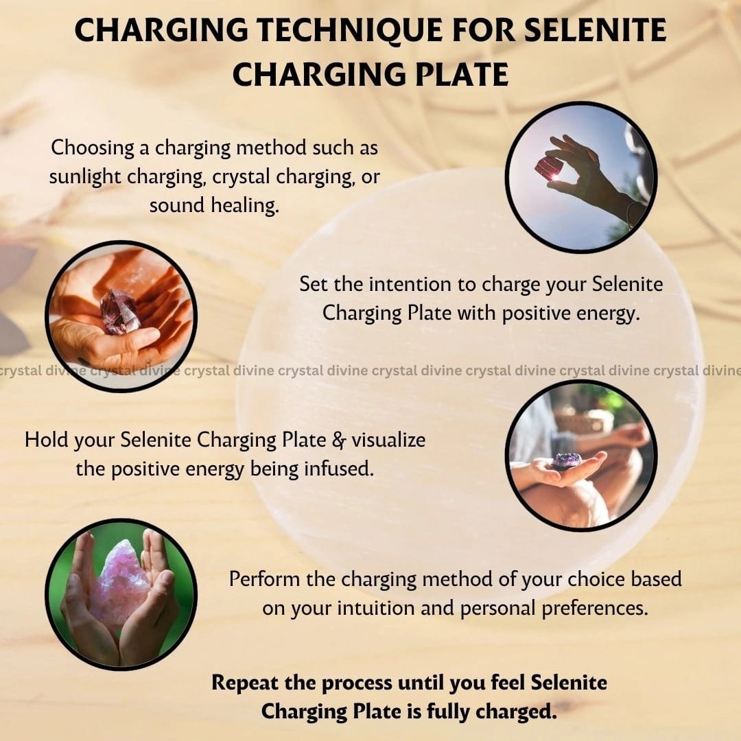 Normal Selenite Charging Plate With Wooden Box (Cleansing Energy & Recharging Crystals)