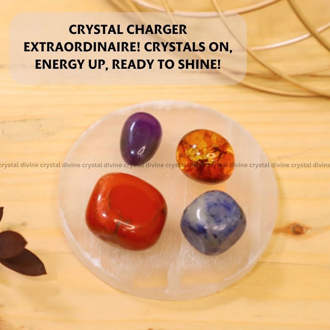 Normal Selenite Charging Plate With Wooden Box (Cleansing Energy & Recharging Crystals)