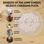 Om Symbol Selenite Charging Plate  (Cleansing Energy & Recharging Crystals)