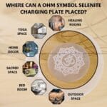 Om Symbol Selenite Charging Plate  (Cleansing Energy & Recharging Crystals)