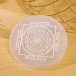 Engraved Sri Yantra Selenite Charging Plate  (Cleansing Energy & Recharging Crystals)
