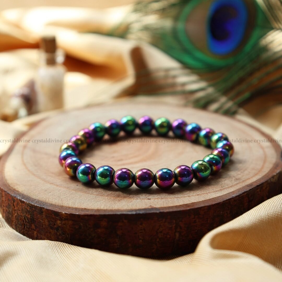 Aura Hematite Crystal Bracelet - 8 MM (Enhanced Focus & Concentration)
