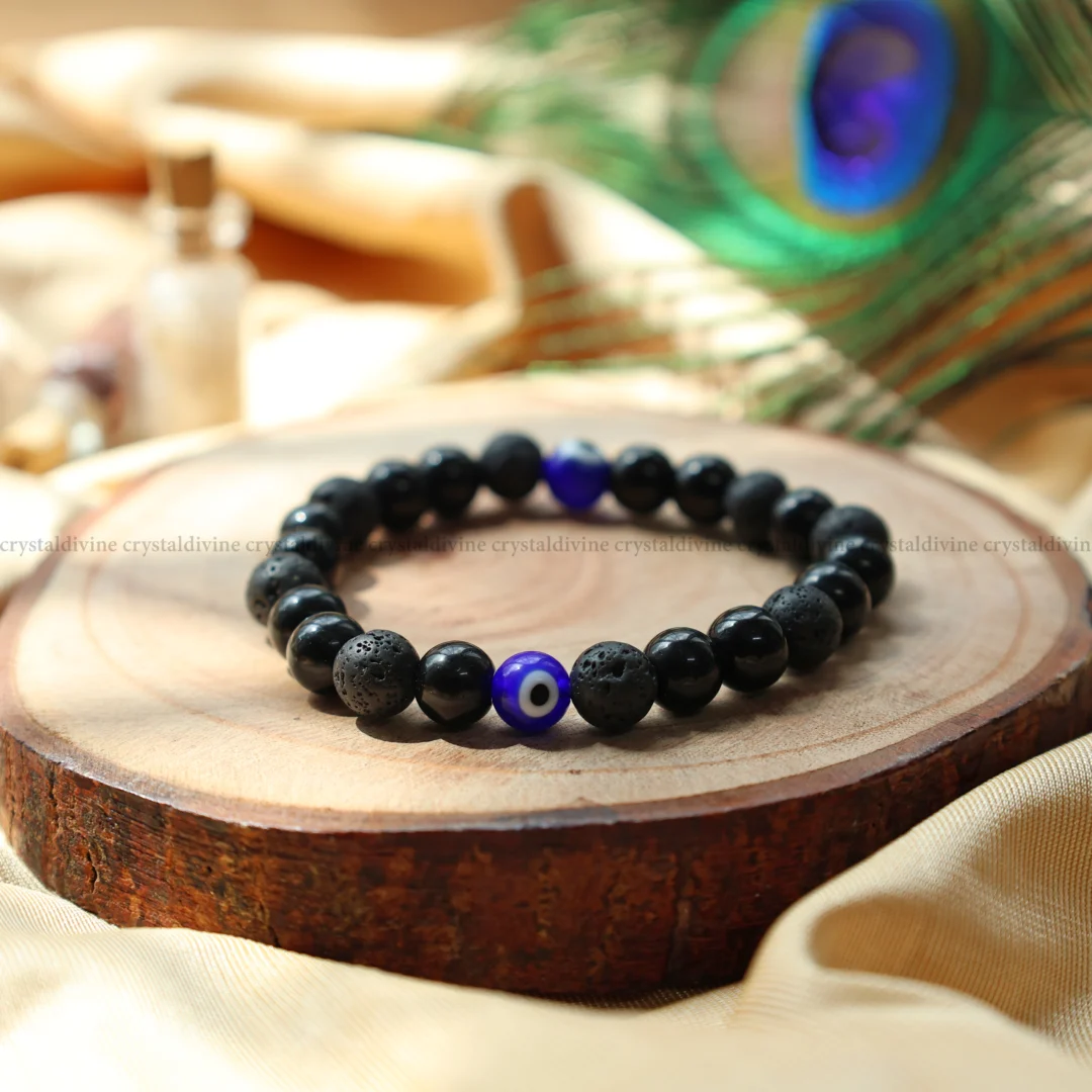 Evil Eye + Black Tourmaline + Lava Bracelet - 8 MM