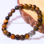 Tiger Eye With Buddha Charm Bracelet - 8 MM (Focus & Clarity)