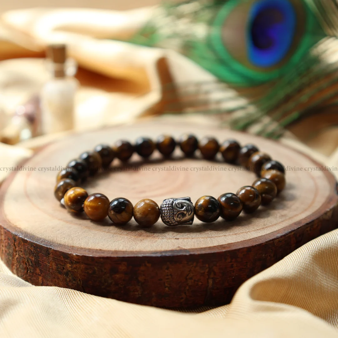 Tiger Eye With Buddha Charm Bracelet - 8 MM (Focus & Clarity)