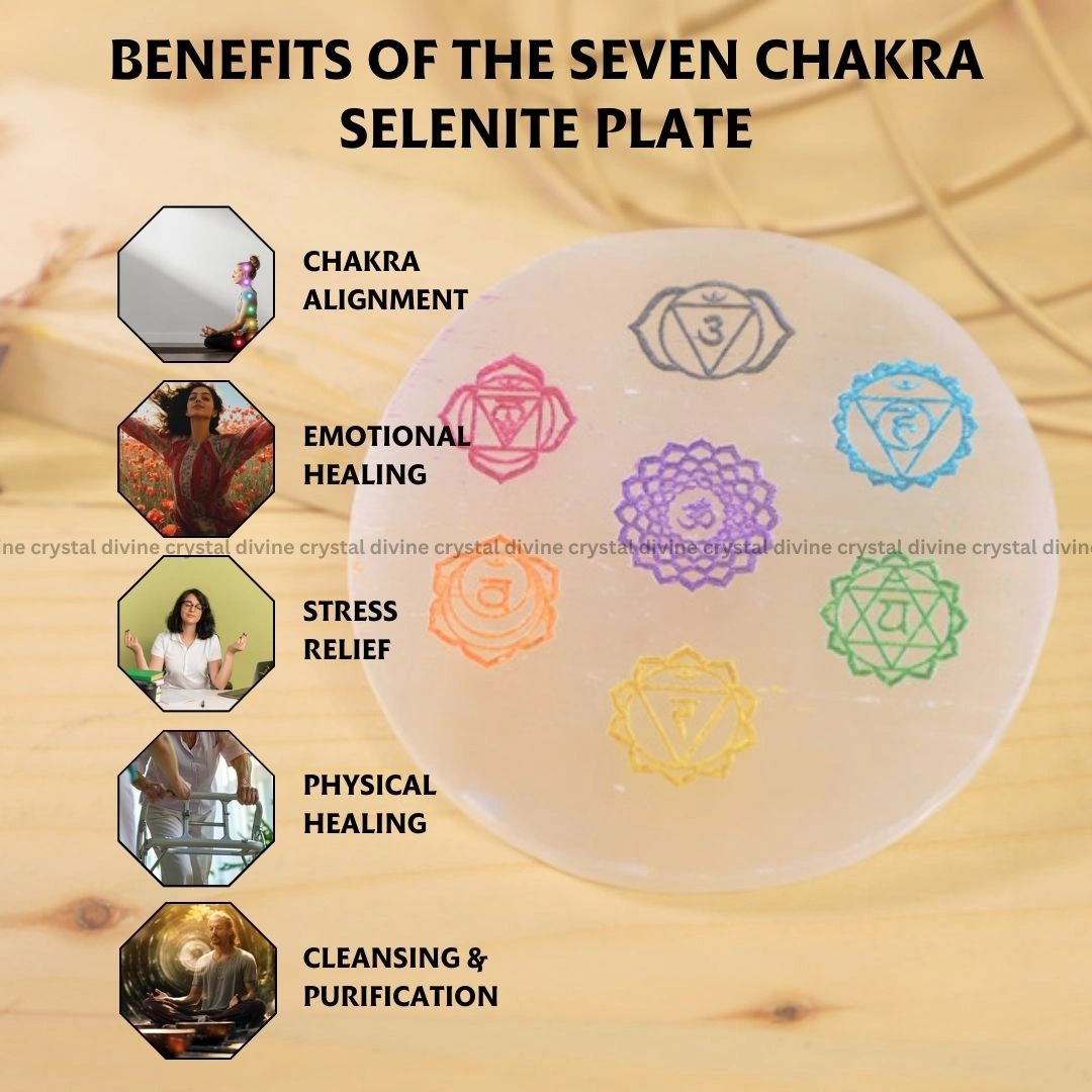 7 Chakra Selenite Charging Plate