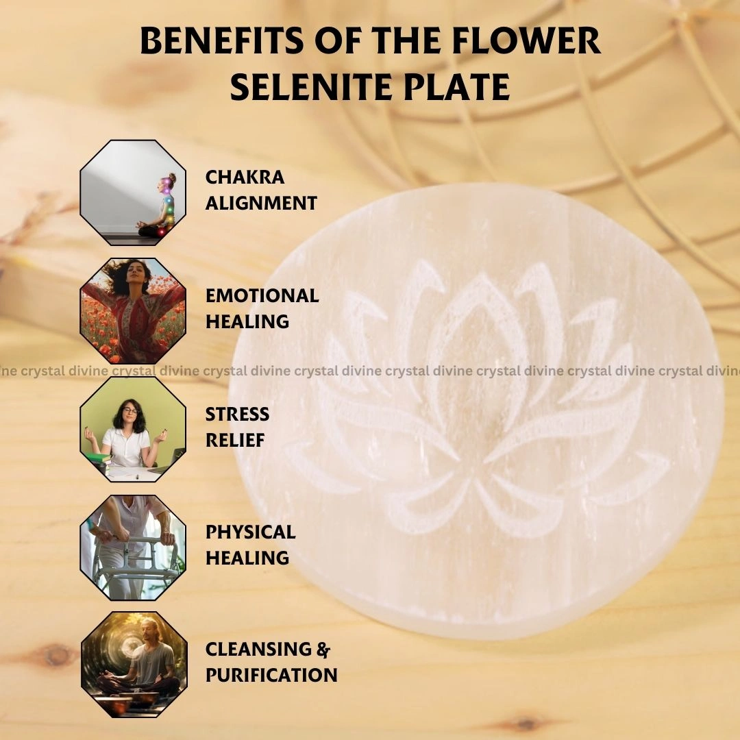 Lotus Flower Selenite Charging Plate
