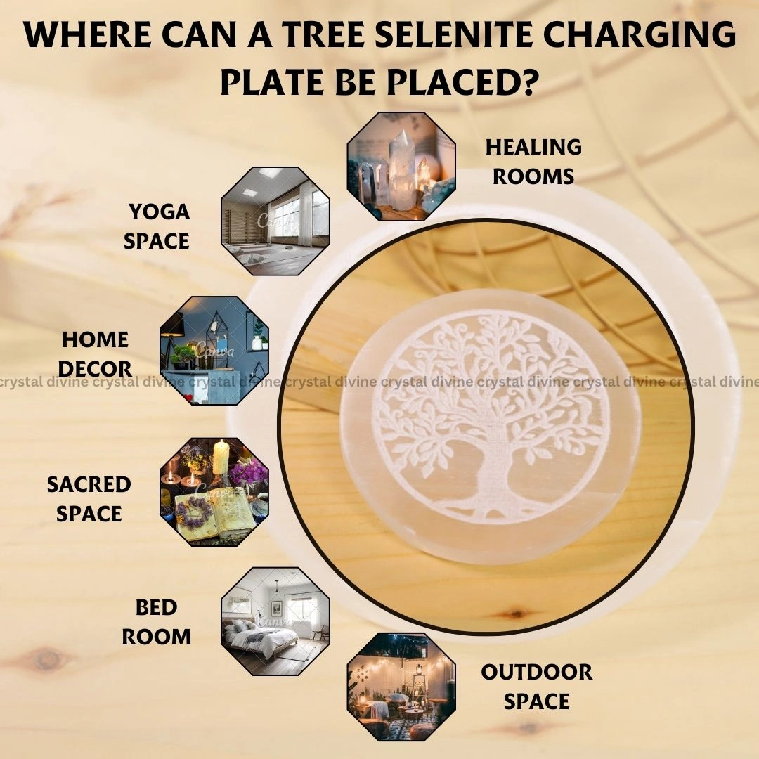 Tree Symbol Selenite Charging Plate