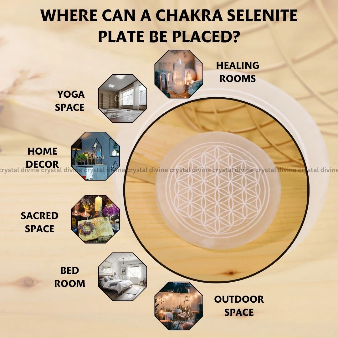 Chakra Selenite Charging Plate (Cleansing Energy & Recharging Crystals)