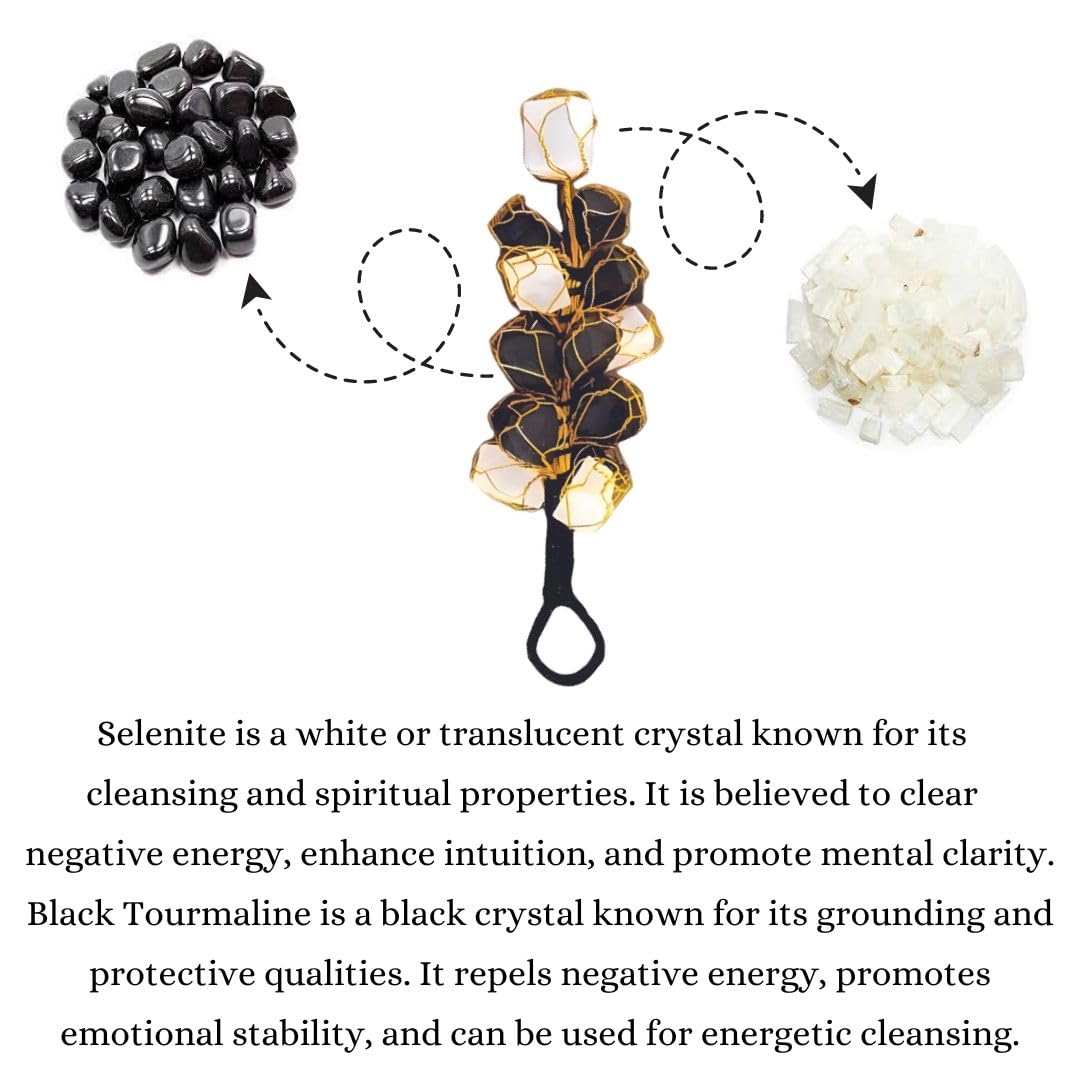 Selenite + Black Tourmaline Door Hanging (Cleansing & purifying)