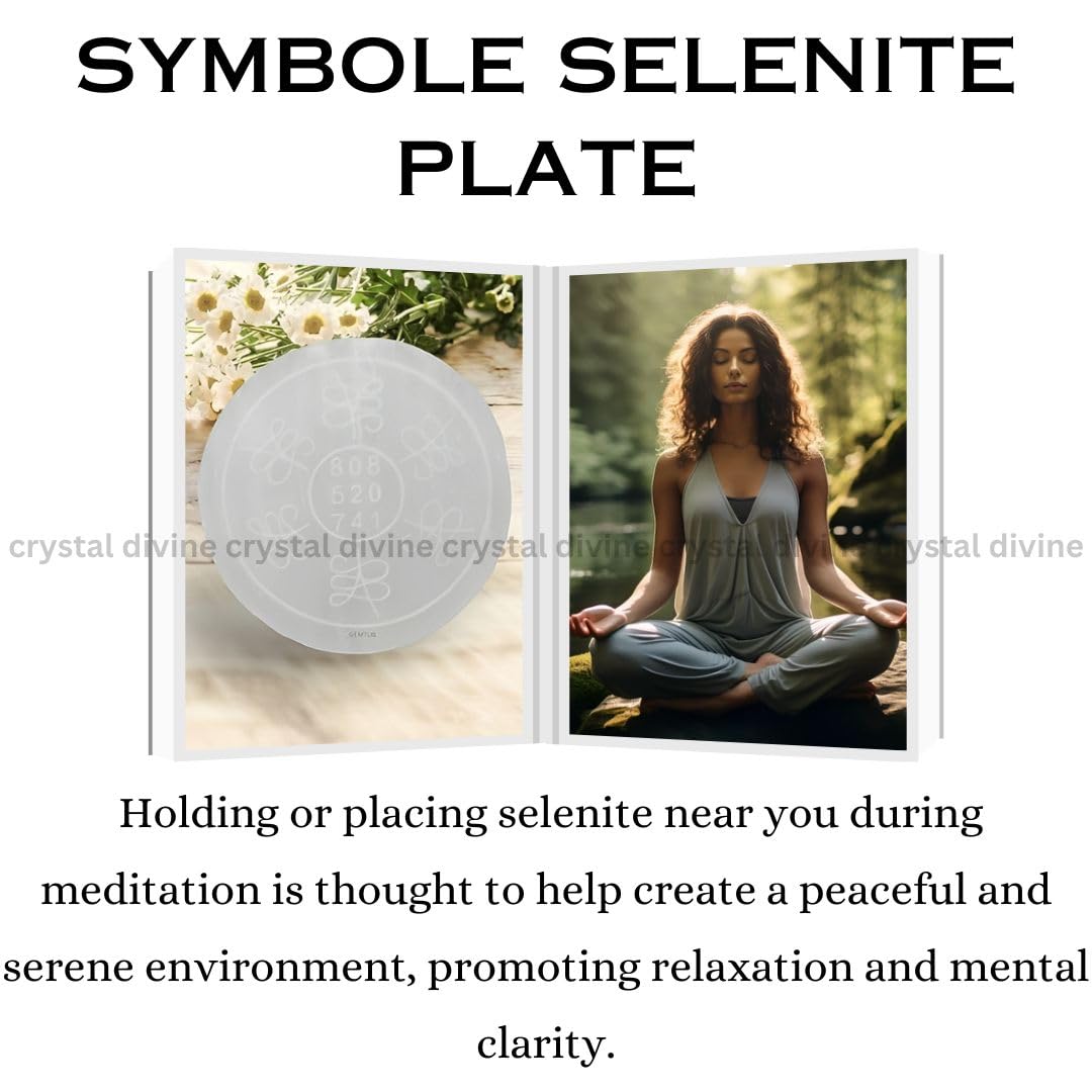 Zibu Symbol Selenite Charging Plate (Cleansing Energy & Recharging Crystals)