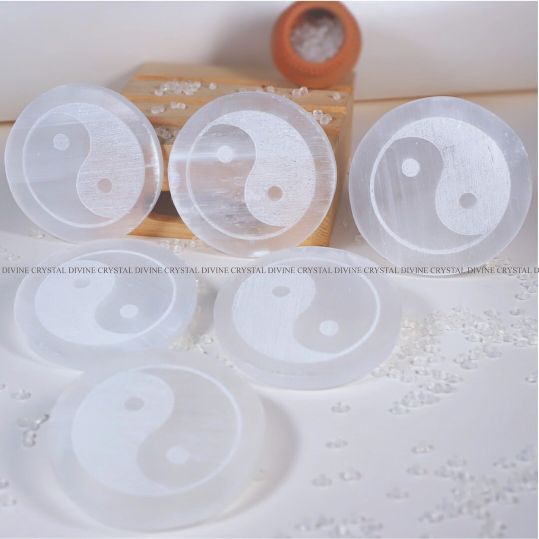 Infinity symbol Selenite Charging Plate With Wooden Box (Cleansing Energy & Recharging Crystals)