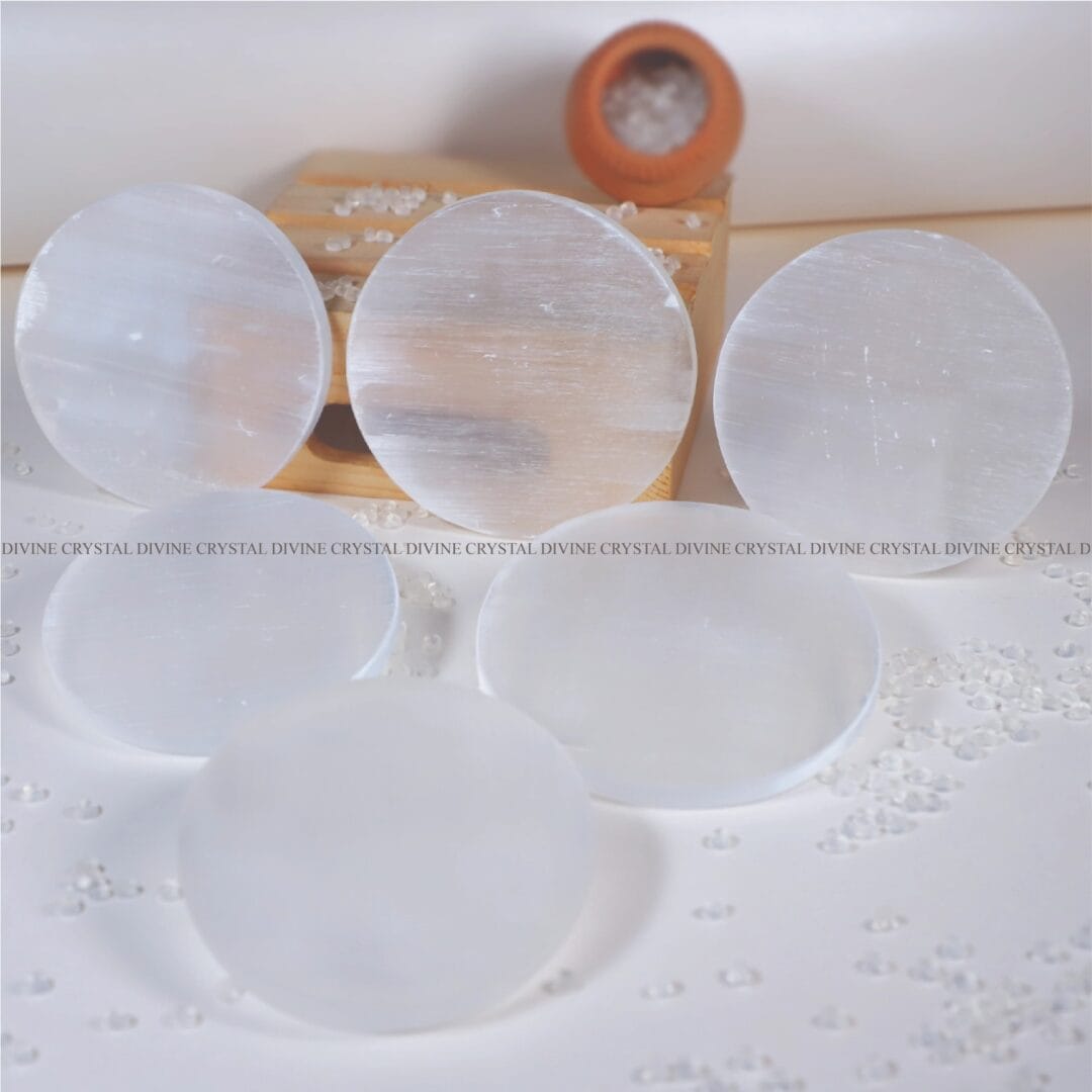 Normal Selenite Charging Plate With Wooden Box (Cleansing Energy & Recharging Crystals)