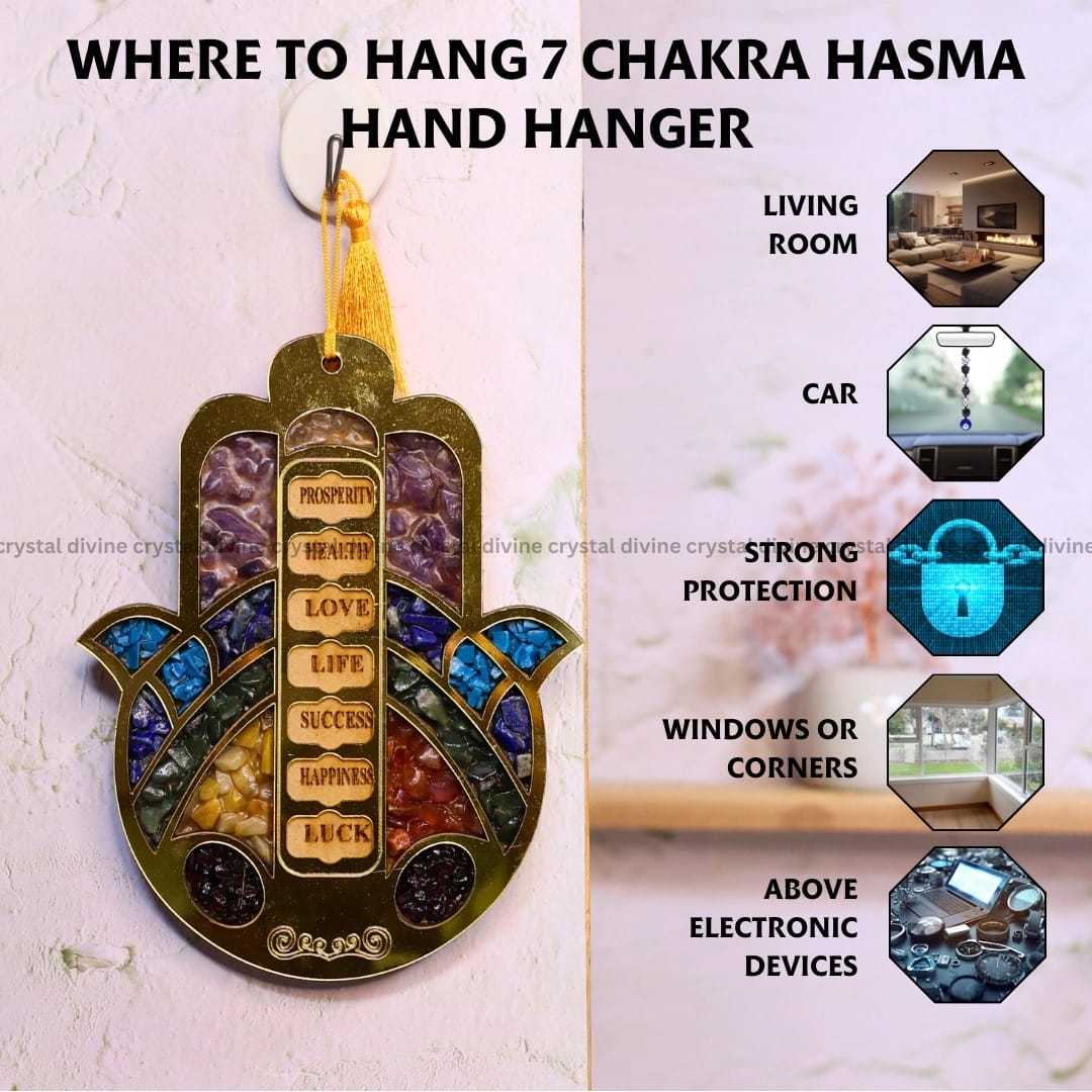 Seven Chakra Door Hamsa Hand Hanger (Energy Cleansing)