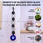 Black Tourmaline & Selenite Hanger With Evil Eyes Hanger (Protection)