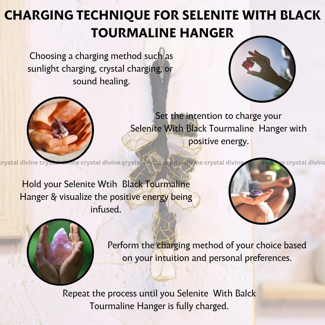 Selenite + Black Tourmaline Door Hanging (Cleansing & purifying)