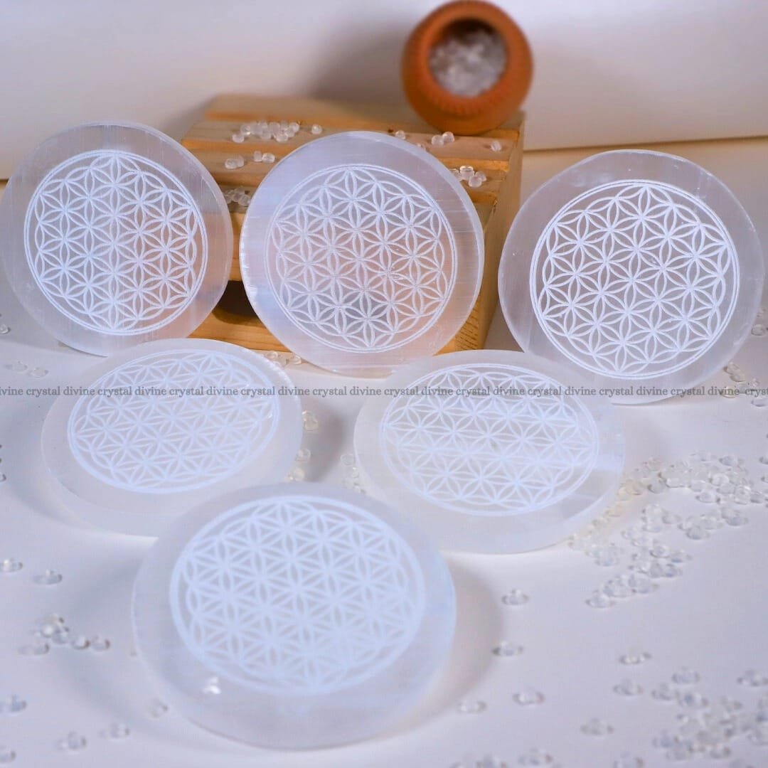 Chakra Selenite Plate