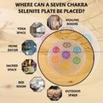 7 Chakra Selenite Charging Plate With Wooden Box (Cleansing Energy & Recharging Crystals)
