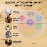 7 Chakra Selenite Charging Plate With Wooden Box (Cleansing Energy & Recharging Crystals)