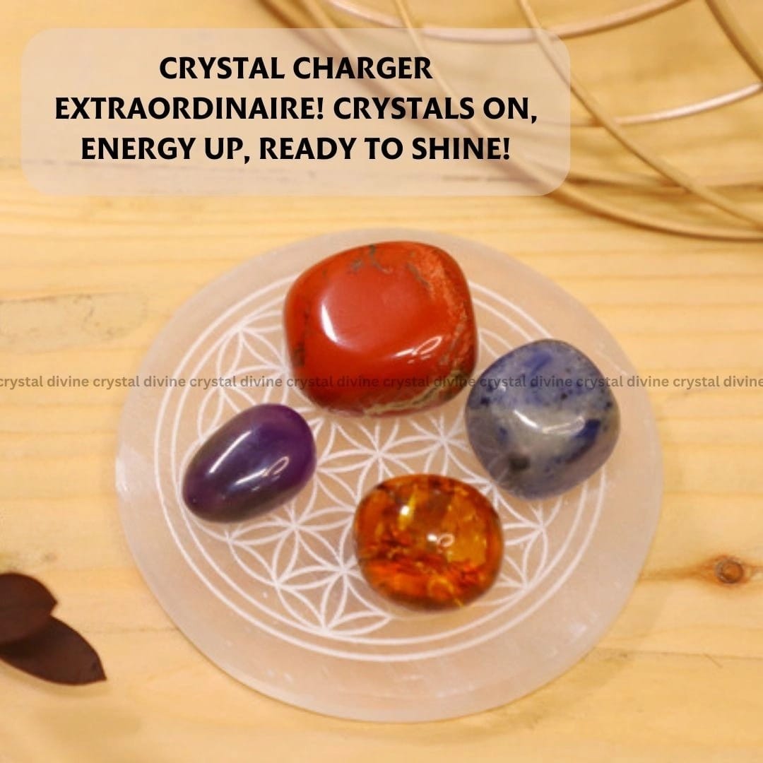 Chakra Selenite Charging Plate  (Cleansing Energy & Recharging Crystals)