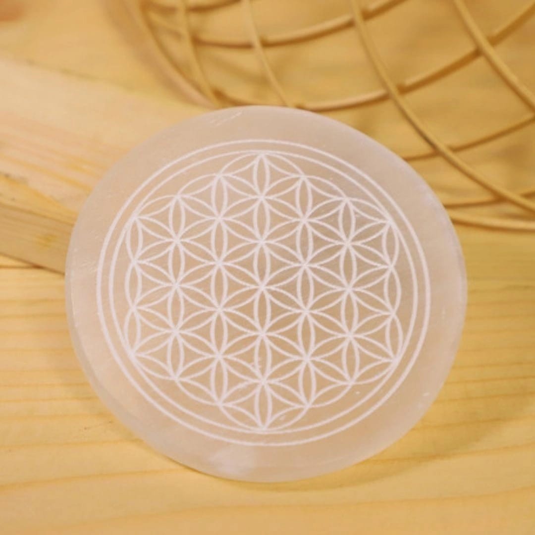 Chakra Selenite Charging Plate  (Cleansing Energy & Recharging Crystals)