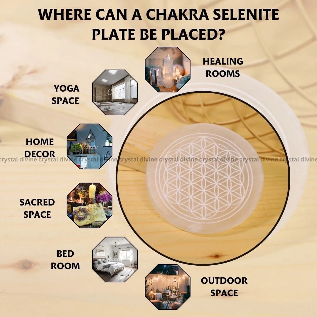 Chakra Selenite Charging Plate  (Cleansing Energy & Recharging Crystals)