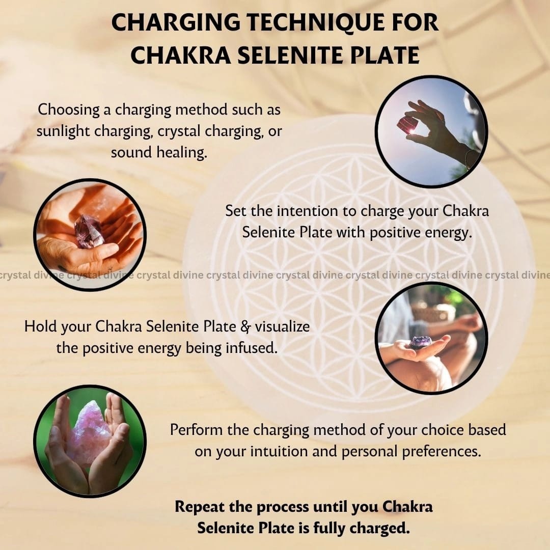 Chakra Selenite Charging Plate  (Cleansing Energy & Recharging Crystals)