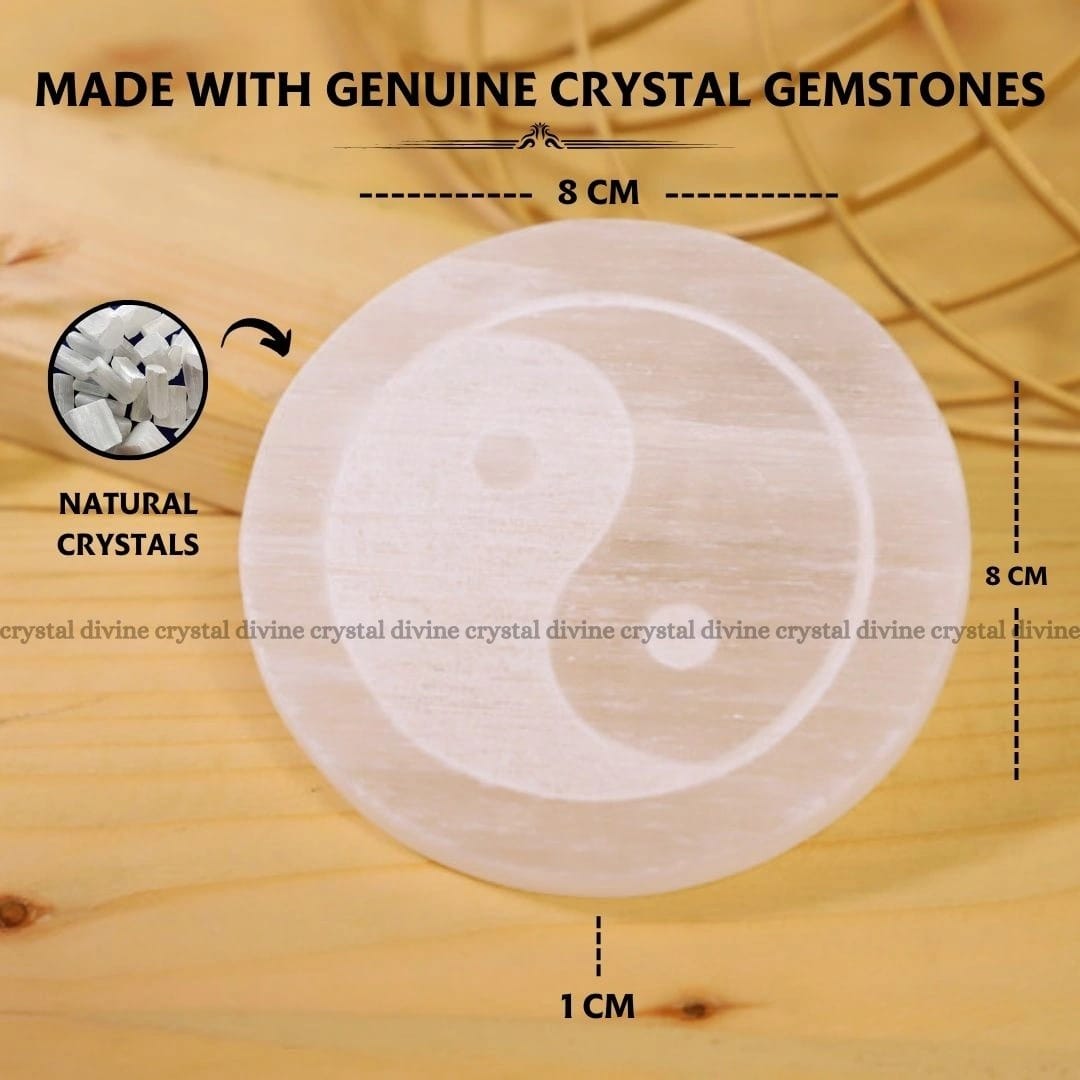 Infinity symbol Selenite Charging Plate With Wooden Box (Cleansing Energy & Recharging Crystals)