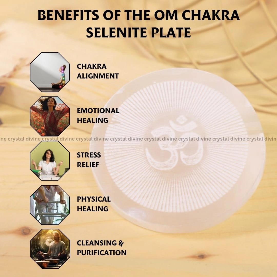 Om Chakra Selenite Plate