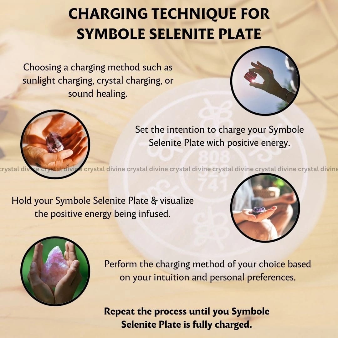 Zibu Symbol Selenite Charging Plate (Cleansing Energy & Recharging Crystals)