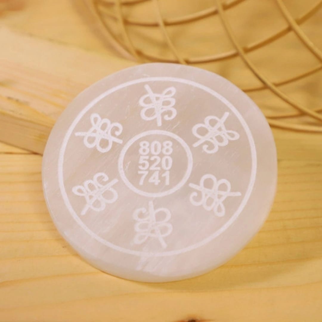 Zibu Symbol Selenite Charging Plate (Cleansing Energy & Recharging Crystals)