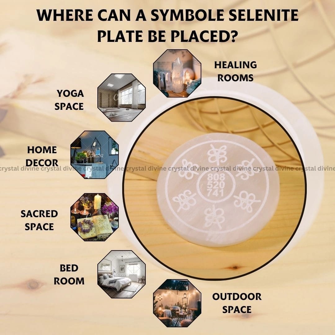 Zibu Symbol Selenite Charging Plate (Cleansing Energy & Recharging Crystals)