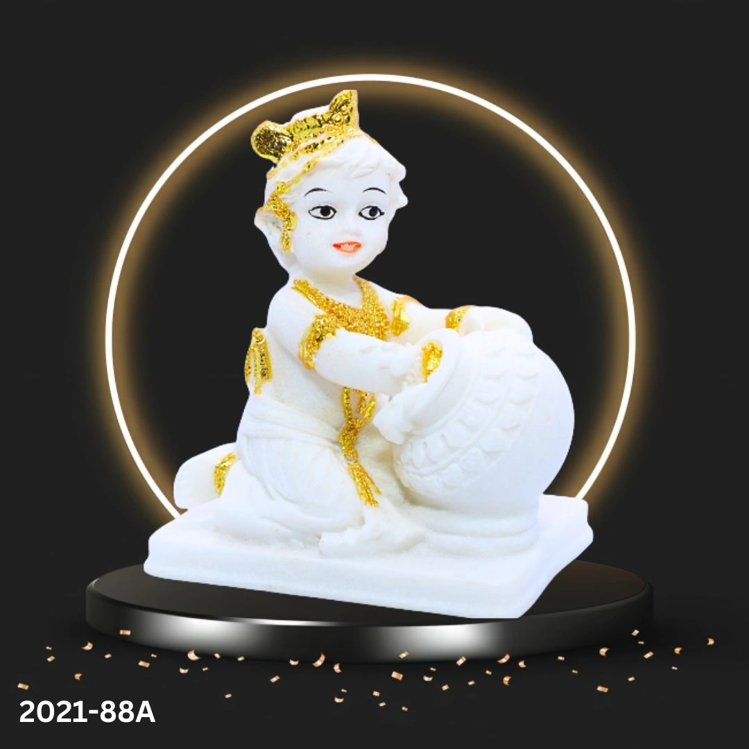 Krishna Idol White Marble Murti (Devotional Connection)