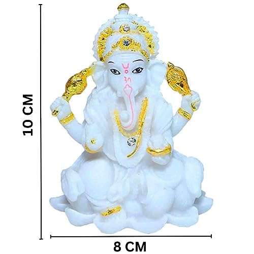 Ganesh Idol White Marble Murti With Dimension